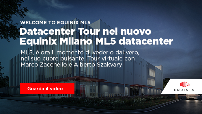 Visita Milano ML5! Entra nel tour virtuale del nuovo data center di Equinix in Italia con Alberto Szakvary, Senior Sales Engineer, Equinix, e Marco Zacchello, Global Solutions Architect, Equinix: bit.ly/2HNhKyv