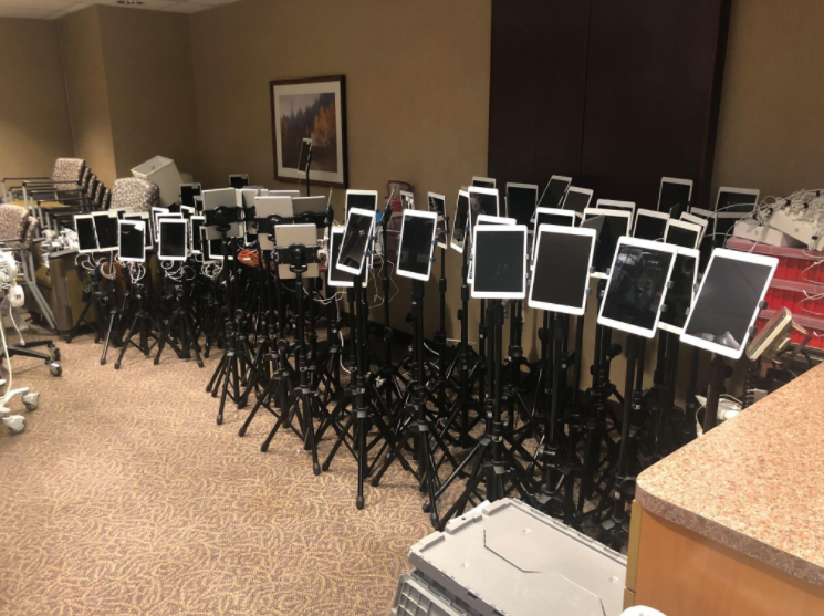 theSimonBolduc's tweet photo. These are tablet stations being prepared for virtual end of life visits at a hospital.  

Please wear a mask, and follow social distancing guidelines.

Stay safe. https://t.co/VPZR8WuL3z