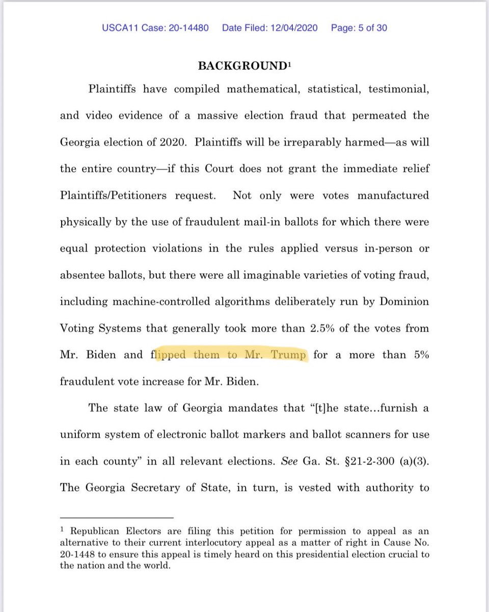 Whoops. The latest legal filing from former Trump attorney Sidney Powell in her Georgia lawsuit accuses Dominion voting machines of flipping votes from Biden to Trump — which would mean the president gained fraudulent votes. One GOP attorney calls it an “epic fail.” #gapol