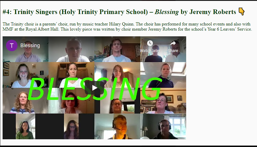 HTPrimarySW19's tweet photo. And who should turn up behind door number 4 of https://t.co/SPNaeQRMu9 but our very own Trinity Singers! #HTCommunity #singingisjoy #themightyquinn https://t.co/SlU6swbtS2