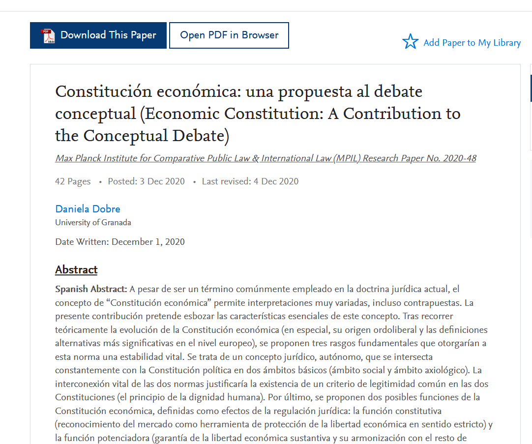 MPILheidelberg's tweet photo. The #EconomicConstitution is one of the most debated concepts of #PublicLaw theory. In #MPIL Research Paper No. 2020-48 @DanaDobre5 gives an overview of its evolution, describes its core elements and explains its societal functions https://t.co/OjPS0u9KNc https://t.co/cd83jCFX5w