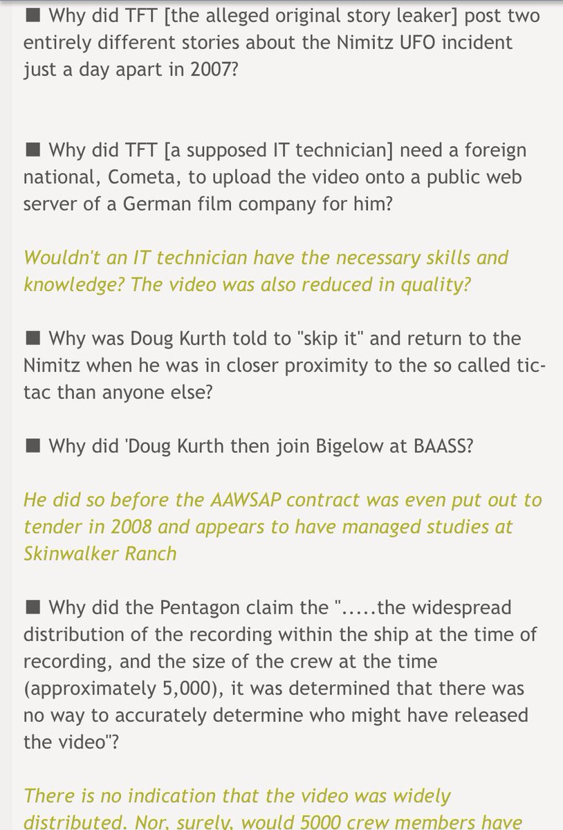 Speaking of being gaslit...If anyone on  #ufotwitter is sick of  #SpooksNBalloons, they should check out this excellent thread on AboveTopSecret...Here’s a summary of UFO DISINFO fuckery re:  #TTSA,  #Nimitz, NIDS, Bigelow, Tim http://www.abovetopsecret.com/forum/thread1267190/pg1  https://twitter.com/isaackoi/status/1334570586568351746