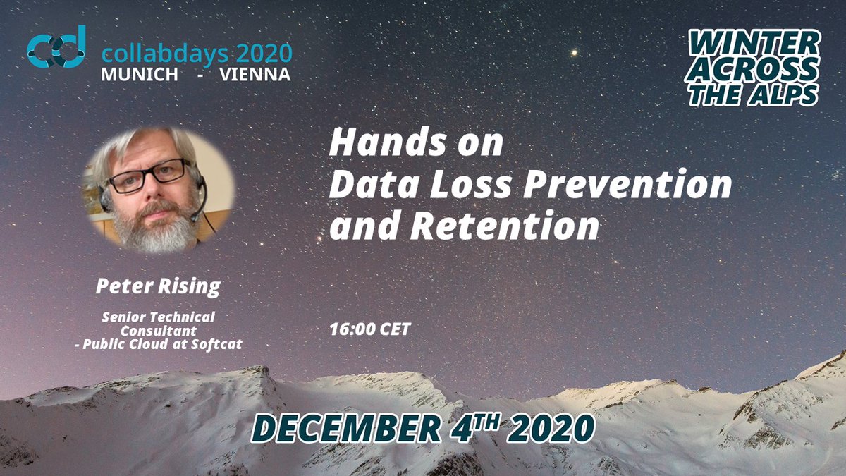 You should not worry about losing your data when using #microsoftteams! That's what DLP is for and @M365Rising will provide great insights at 16:00 CET. 
#CollabdaysMUCVIE @collabdaysmuc @collabdaysvie #microsoft