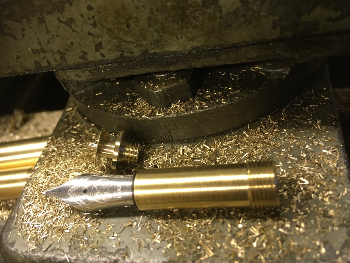 sawdustnsparkle's tweet photo. Behind the scenes: Creating the brass inner bits of our luxury #Scriptoligna kitless #FountainPens. #BritishMade #MadeinHampshire #InBasingstoke 💙 https://t.co/9KRZiF87al