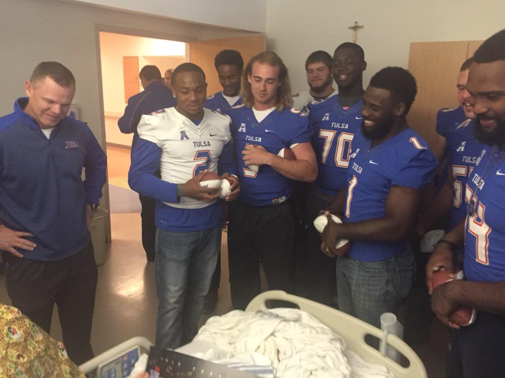 Since Coach Montgomery arrived at TU, we’ve visited St. Francis Children’s Hospital multiple times a year to spend some time with the kids there.