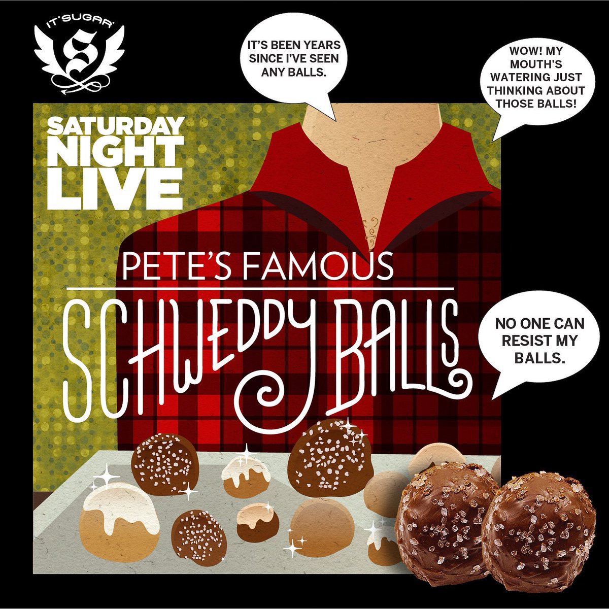 The ultimate gift for any die-hard #SNL fan (or anyone who’s always wanted to try Pete’s Famous Schweddy Balls). Get your hands on our exclusive mouthwatering Schweddy Balls.