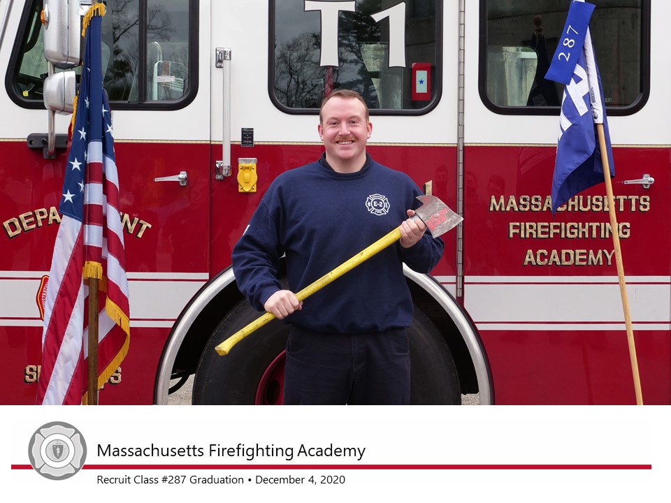 chiefspillane's tweet photo. Congratulations and welcome to @DedhamFire 3 new firefighters who are graduating today as members of Career Recruit Class 287 @MassDFS. 
FF Bernie Girard, FF Jared Hunt and FF Michael McFarland are scheduled to begin their careers this week. https://t.co/Irvzrs7lUS