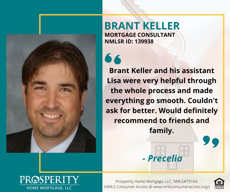 PHMLoans's tweet photo. If you're looking for a smooth transaction with the home buying process, look no further than Brant Keller 😎 #phmloans #lendlocal #prosperlocal https://t.co/jJbwQFaroT