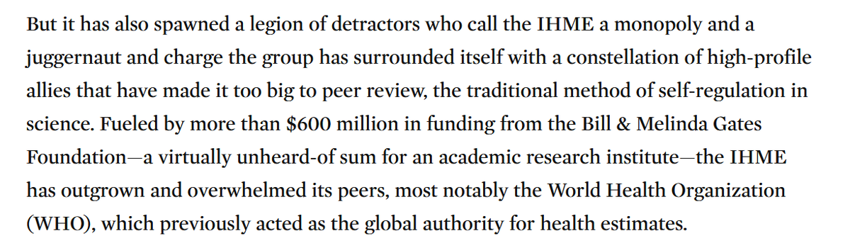 My reaction then - how did IHME get a monopoly on global health data and statistics? (Even in approaches they weren't really doing.)We have demonstrated models (others do too) and could do a lot with <<<$600 million.  @gatesfoundation, happy to have a meeting to discuss. 6/