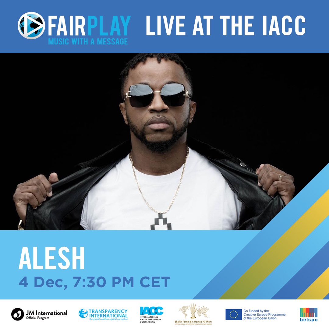 Fair Play (@fairplaymusic) on Twitter photo Tonight <a href="/AleshOfficiel/">King Lesh 👑</a> performing at Fair Live at the <a href="/IACCseries/">International Anti-Corruption Conference</a> Set a reminder now: youtu.be/8hjG2bxawgI Tonight <a href="/AleshOfficiel/">King Lesh 👑</a> performing at Fair Live at the <a href="/IACCseries/">International Anti-Corruption Conference</a> Set a reminder now: youtu.be/8hjG2bxawgI