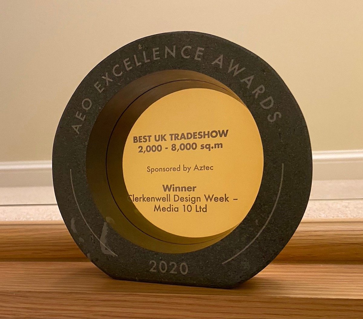 aeonews's tweet image. Best tradeshow 2,000 - 8,000 sq.m award, sponsored by @AztecEventsUK goes to @Media_10 for Clerkenwell Design Week. Congrats! #aeoawards