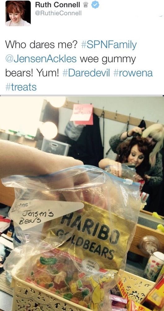 scoobydeans's tweet photo. jensen and his gummy bear obsession is so cute to me https://t.co/PQ7k7AbBQI
