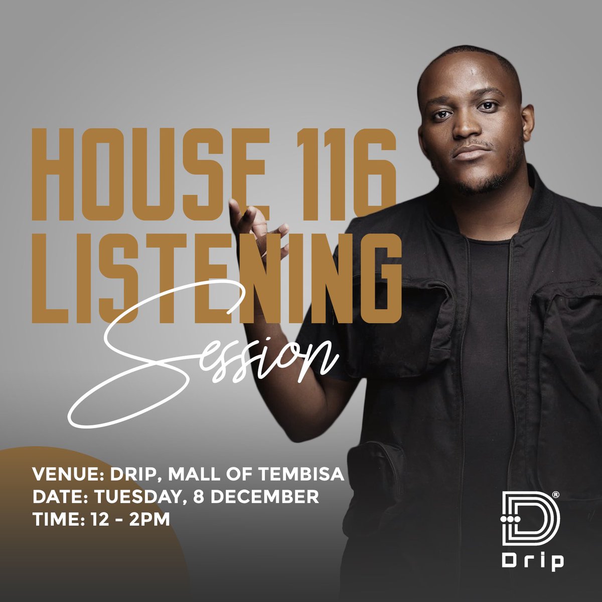 LebzaTheVillain's tweet photo. HELLO TEMBISA
Having a listening session for #House116 at the DRIP Store at Tembisa Mall
Date: Tuesday, 8 December 2020
Time: 12pm - 2pm
Venue: @DRIPFootWear https://t.co/37QudKVLwI