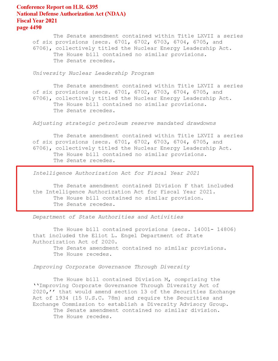 The NDAA conference committee DROPPED all the IAA provisions -- in technical legislative terminology, "the Senate receded." Here are the pertinent pages from the final bill, and from and the Joint Explanatory Statement from the conference committee.