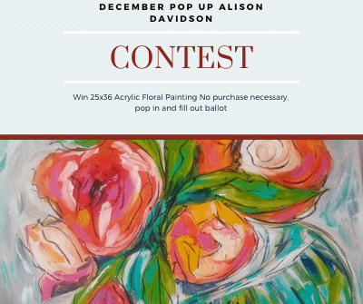 Contest Time! #marketsquarecares
Our Pop Up artist Alison Davidson has a contest...Win an original floral done by our talented artist. Visit her in MSq, on the first level, and fill out a ballot. NO PURCHASE NECESSARY!
#marketsquaresj #saintawesome #shoplocalsj #uptownsj