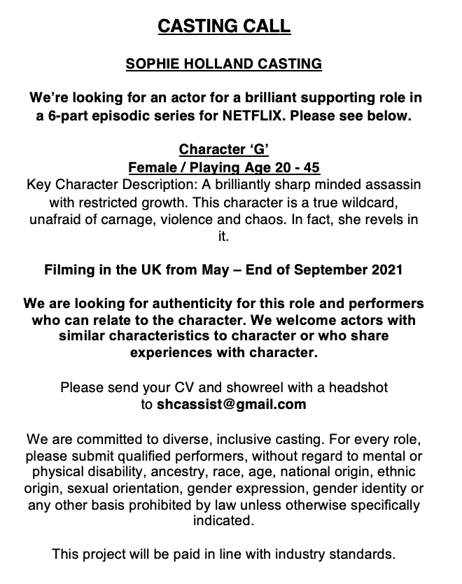 fayetimbytaylor's tweet photo. CASTING CALL 'Character G'.

Text version can be found here... https://t.co/bZqrCbcfcR

@SophHollandCast @FFearis @declandebarra https://t.co/GTQ3suuDQG