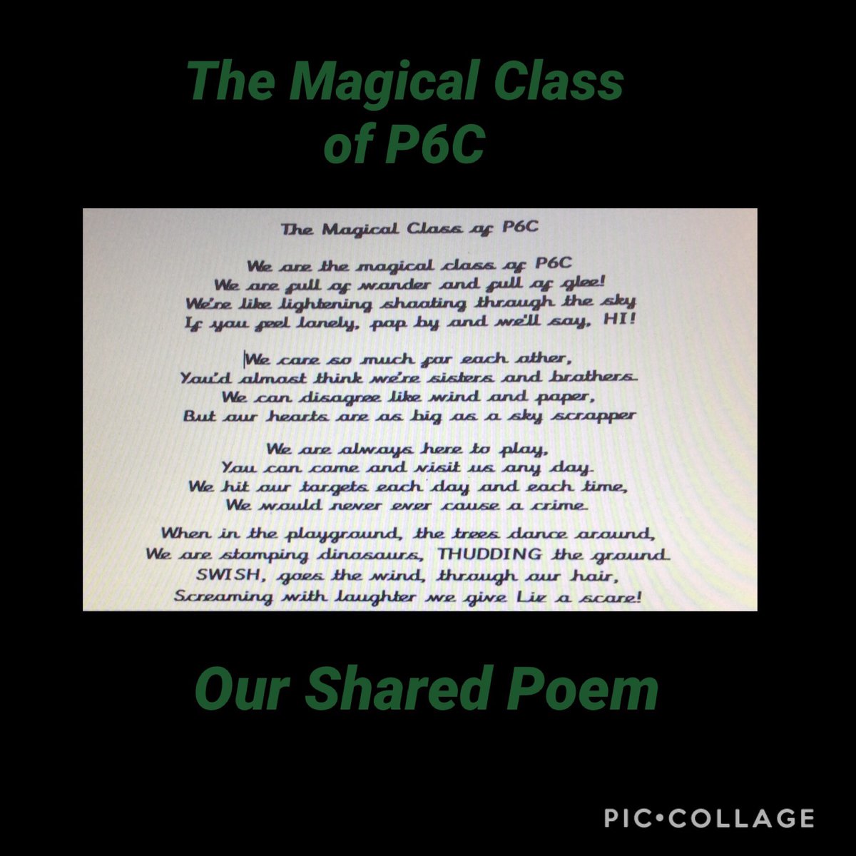 ctrps1's tweet photo. Check out this shared poem that Mrs Stitt's P6 children produced today 'The Magical Class of p6b' and afterwards they enjoyed some well earned downtime at the @Lagmoreyouth marquee #ChristmasJumperDay #P6c #CTR https://t.co/di46kTXuLz