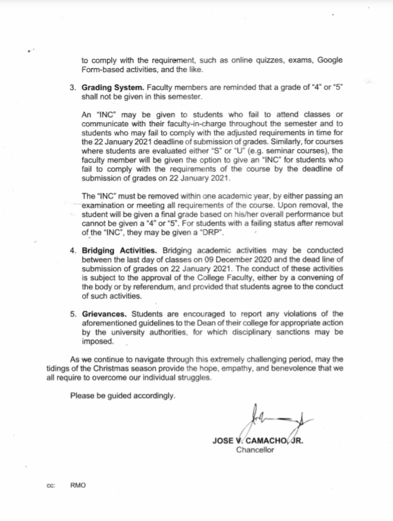 UPLBOfficial's tweet photo. Abiding by the UP values of honor &amp; excellence while reinforcing the call for compassion &amp; flexibility in these very trying times, OVPAA Memo No. 2020-143 sets the guidelines for the conduct of activities for the rest of the semester and reiterates adjustments that must be made. https://t.co/M6XBrwrLTT