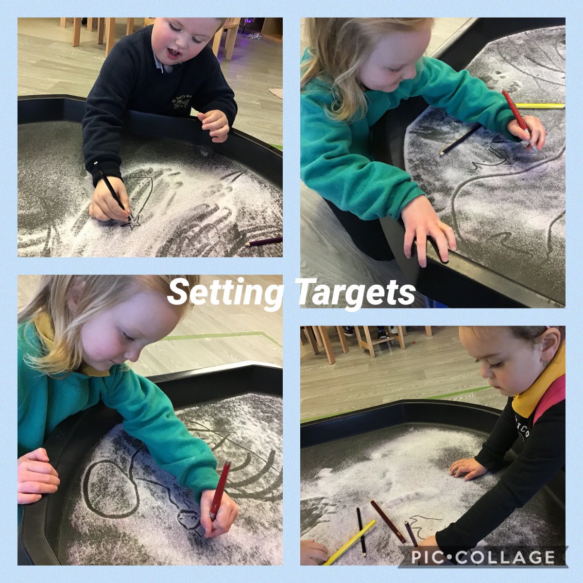 SerfsSt's tweet photo. Learners are continuing to enjoy setting targets by writing their own names in the sand. #settingtargets https://t.co/5cqLHFPX0J