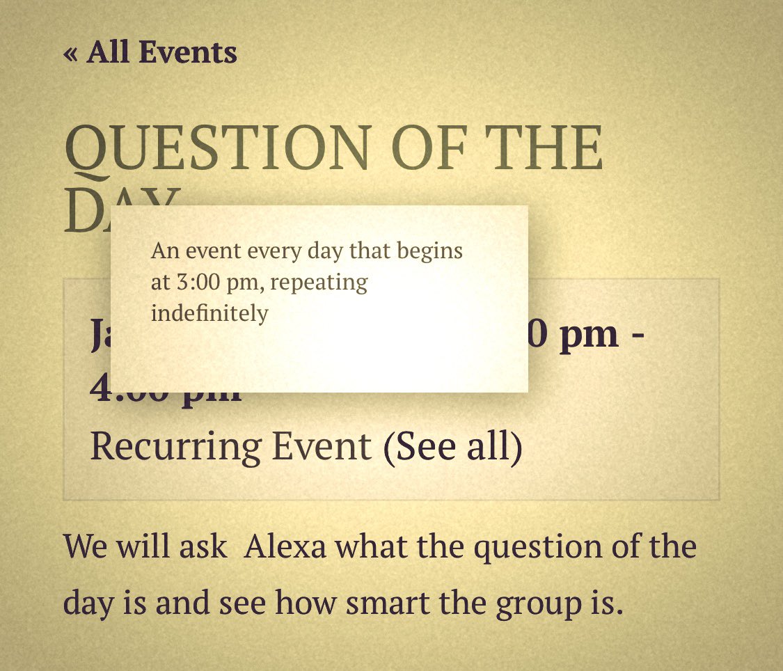 I’ve learned that an assisted living facility uses our Question of the Day on #AmazonAlexa as a recurring daily activity for their residents. ❤️

QOTD can be described as a game, sure, but it’s also an avenue to help enrich people’s lives &amp; help them learn something new everyday.