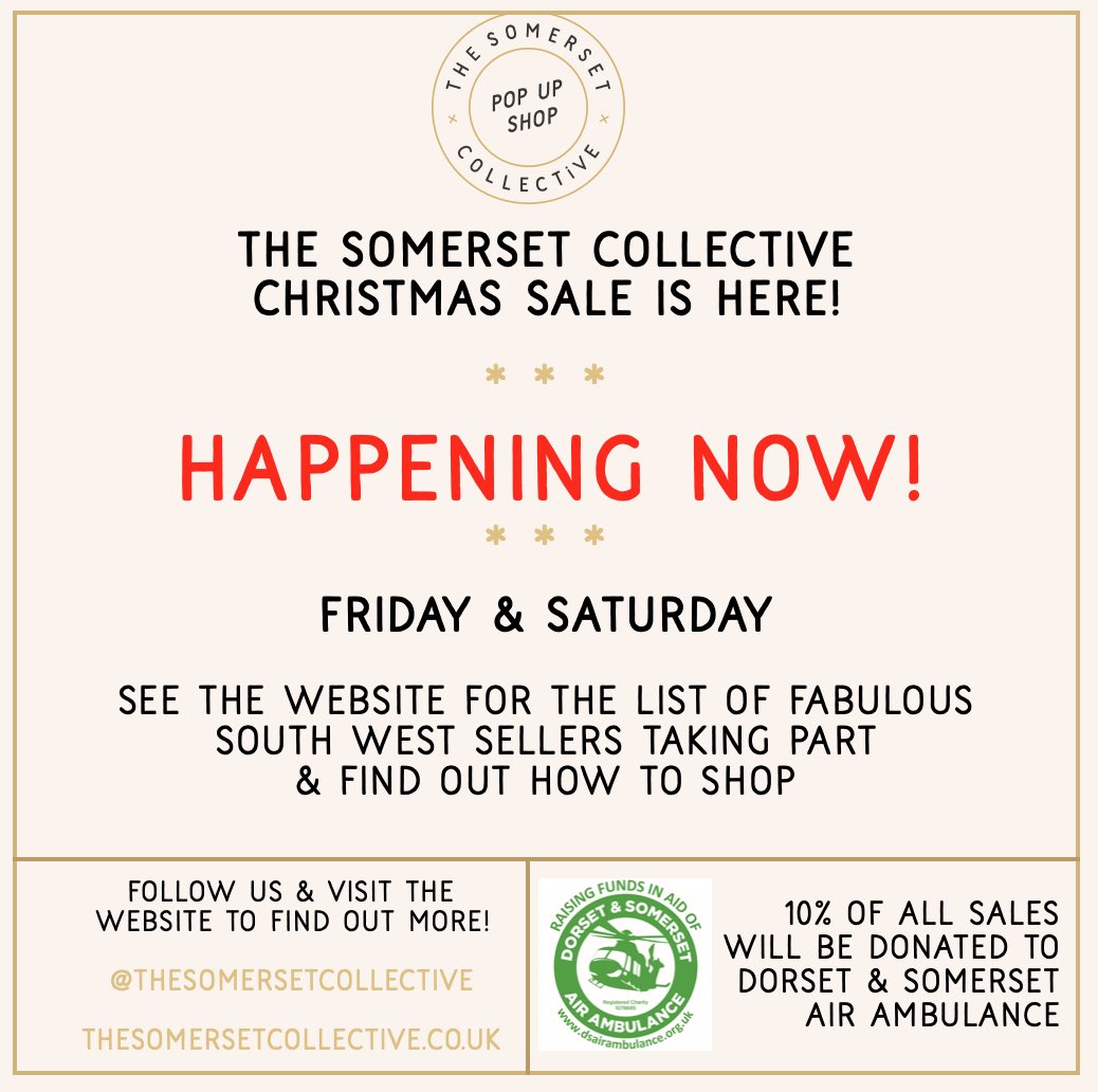 The Somerset Collective (@somcollective) on Twitter photo 🌟 Our wonderful online Christmas fair is live!
🌟 10% of all sales are going to <a href="/dsairambulance/">Dorset and Somerset Air Ambulance (DSAA)</a>
🌟 Loads of special offers from around 40 small businesses- visit our website for all the info
🌟 Shop small and raise money for charity
thesomersetcollective.co.uk/CHRISTMAS-POP-… 🌟 Our wonderful online Christmas fair is live!
🌟 10% of all sales are going to <a href="/dsairambulance/">Dorset and Somerset Air Ambulance (DSAA)</a>
🌟 Loads of special offers from around 40 small businesses- visit our website for all the info
🌟 Shop small and raise money for charity
thesomersetcollective.co.uk/CHRISTMAS-POP-…