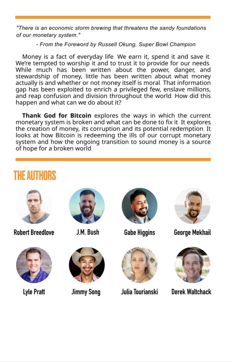 gmekhail's tweet image. Excited to share: “Thank God for Bitcoin: The Creation, Corruption &amp;amp; Redemption of Money” a new book I co-authored with some amazing Bitcoiners exploring the intersection of faith &amp;amp; money. Now available on Amazon for dirty fiat or @Bitcoinis_ using #BTC: bit.ly/3ohWmRA