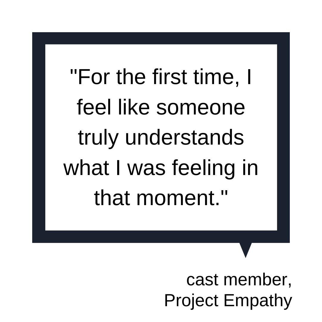 ProjEmp's tweet photo. Project Empathy creates a space for reciprocal #empathy— to see and be seen, to listen and be heard, to understand and be understood.

#testimonial #projectempathy #officialprojectempathy #shareyourstory #empathymatters #humanconnection https://t.co/oFNw042oWF