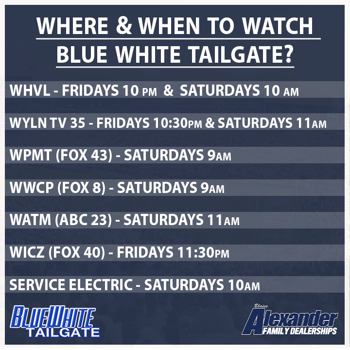 WHVL's tweet image. WHERE and WHEN to tune in for the Rutgers-Penn State Blue White Tailgate #BWT