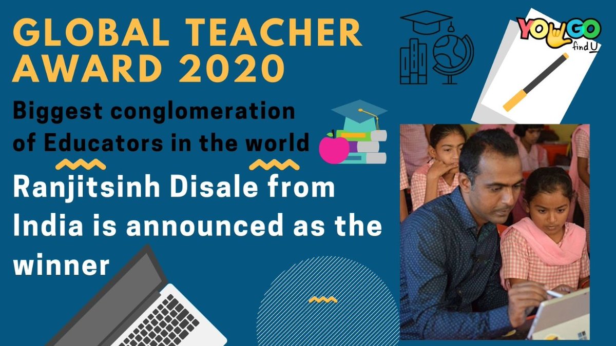 We congratualte the teacher of Zilla Parishad School in Maharashtra's Solapur district, #RanjitSinhDisale for his prestigious win in #GlobalTeacherAward. His work in improving the educational outcomes of young girls in remote schools has really been a great inspiration for us