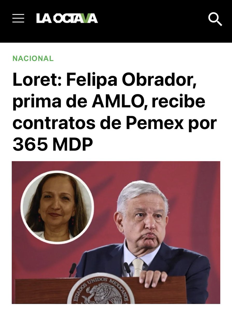 La familia 'Corleone' López Obrador, familia presidencial.

▪️Ramiro, un hermano, acusado de peculado.

▪️Pío, otro hermano, grabado recibiendo 'aportaciones'.

▪️Concepción, la cuñada, vinculada a desfalco en Macuspana.

▪️Felipa, la prima, con contratos millonarios con Pemex.