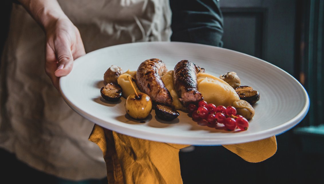 Are you game for a new dish? Pheasant Sausages with Truffled Mash. #whitebrasseriecompany