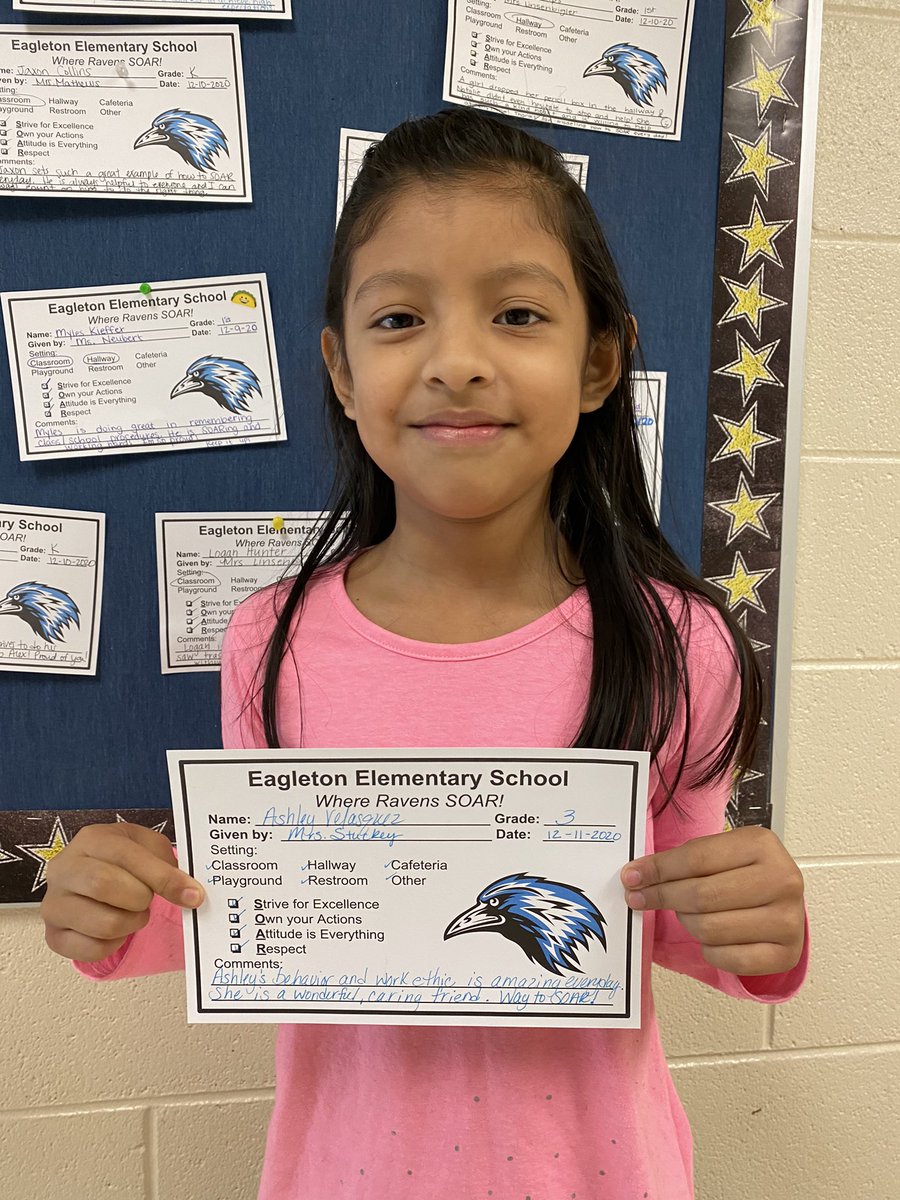 EES3rdStuckey's tweet photo. Ashley is our class SOAR award winner!  She has a tremendous work ethic and is a caring friend to everyone. Way to SOAR!
#eessoars https://t.co/boXhtNe3L7