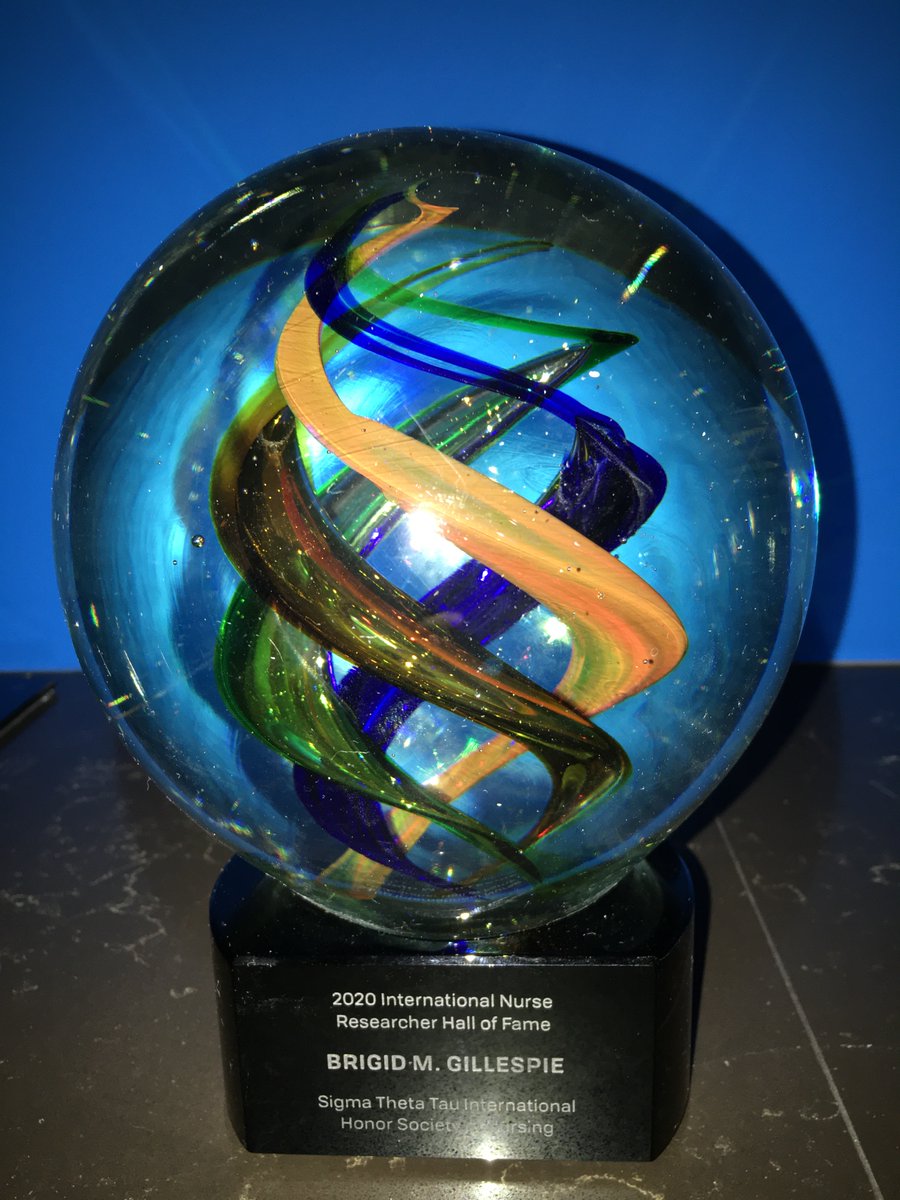 bgillespie6's tweet photo. After weeks spent in COVID quarantine, I finally received my Sigma Nurse Research Hall of Fame award. A nice end to a challenging year in research. @ACORN_org  @GriffithNursing  @GC_Health https://t.co/kGZ3JaFxYe
