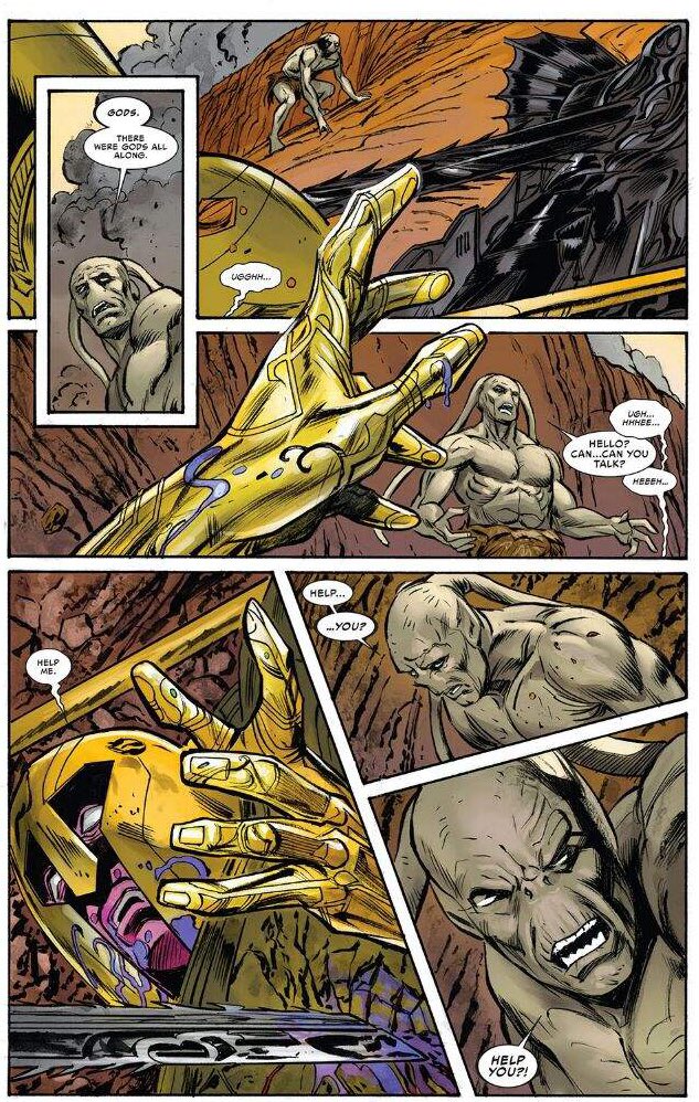 One day, two gods mid battle crash land, the golden god asks for Gorr’s help, he takes the weapon of the black god, kills him, and vows to kill all gods.