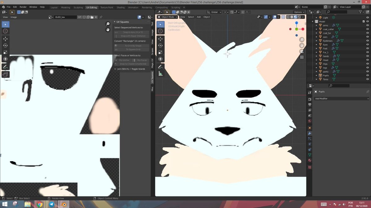 so instead the layer method gives me total control over his eyes, since all i need to do is animate his pupils' UV instead