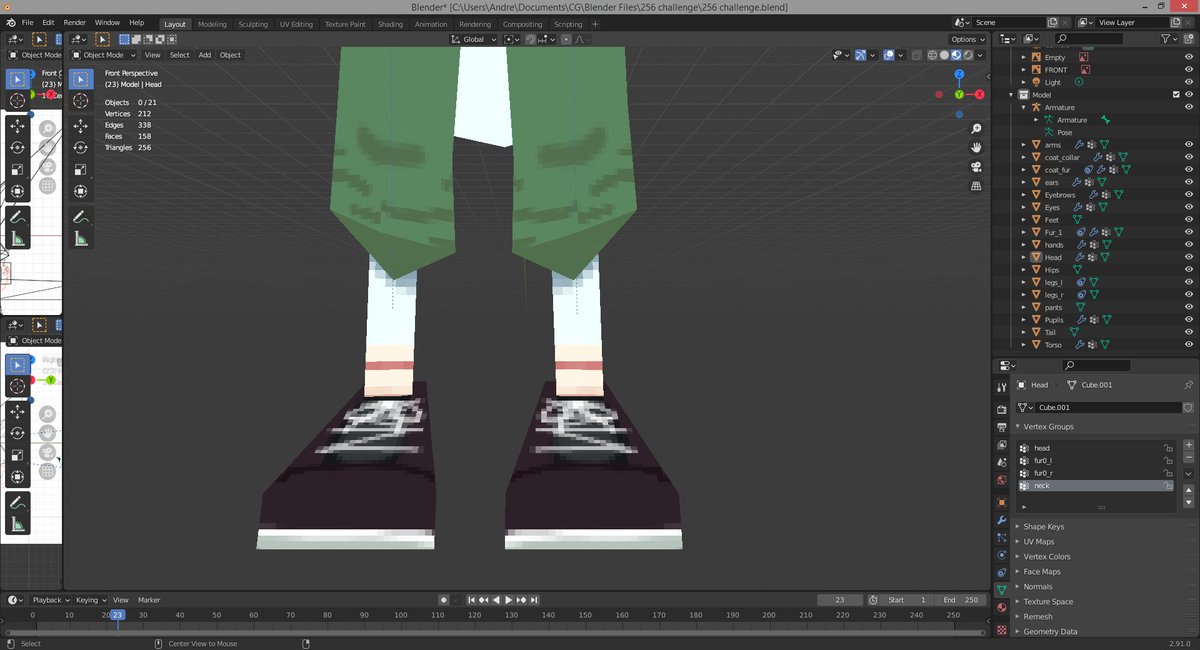 for instance, since the poly budget was too low, his legs are.. pretty much sticks