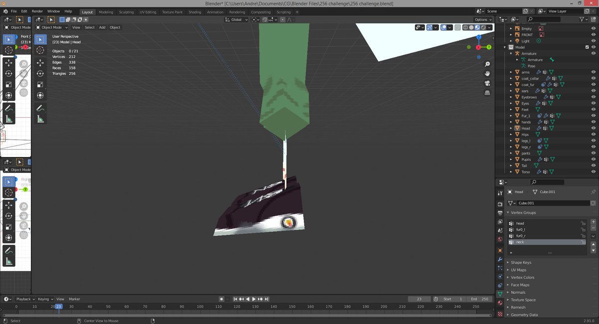 for instance, since the poly budget was too low, his legs are.. pretty much sticks