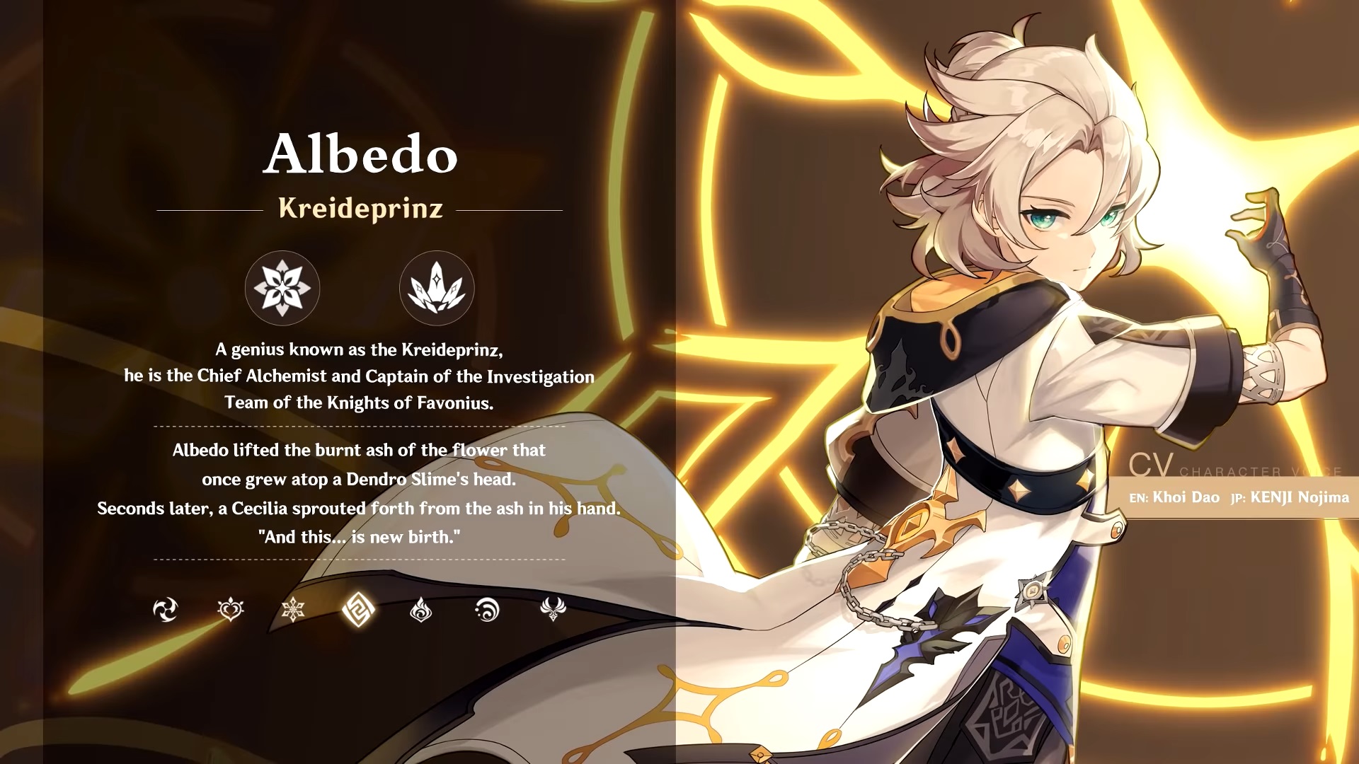 Khoi Dao On Twitter Super Stoked To Announce I M The English Voice Of Albedo In The Upcoming Genshinimpact 1 2 Update I Hope His Addition To The Game Will Elevate Your Genshin Impacting