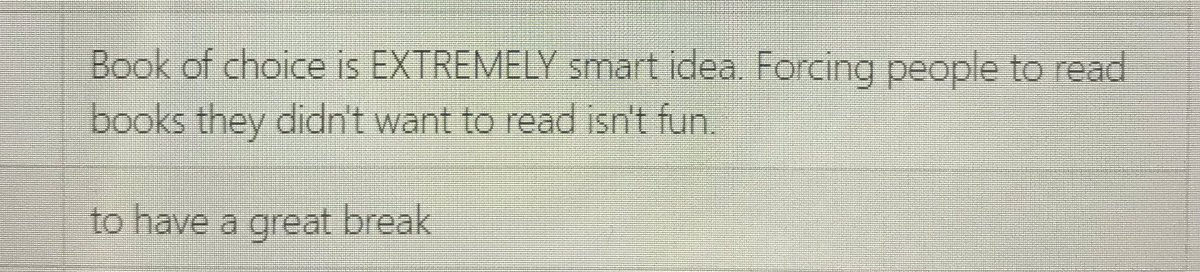 Student answer to “anything else you need me to know?”