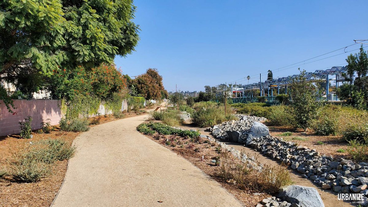 UrbanizeLA's tweet photo. Linear park nears the finish line next to Metro's Westwood/Rancho Park Station https://t.co/WeeyYxAI0o https://t.co/Rb2tp4vPn7