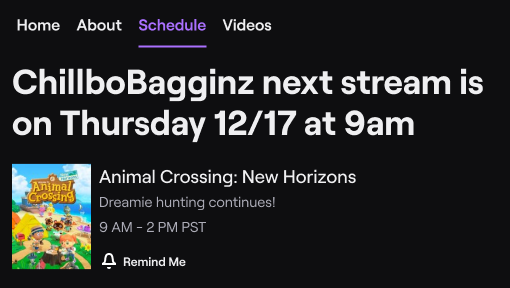 TwitchSupport's tweet photo. 📢 Over the next week we'll be rolling out reminders for Schedules!

Viewers will be able to set reminders for upcoming streams and get notified when they go live!

Reminders are sent when the Creator goes live within a 30 minute window on either side of the scheduled start time. https://t.co/48eBcdG0YV