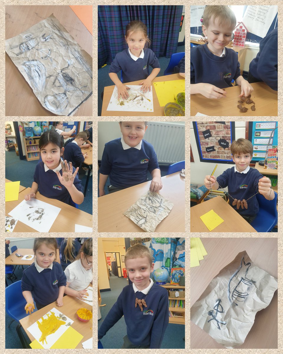 Today we enjoyed making jewellery and creating cave paintings. We used natural materials to make the paint, it was messy but so much fun!  
Year 3 how paint was made in the Stone Age. <a href="/BarntonMissC/">Miss Cooke</a> <a href="/BarntonMrsL/">Alison Lawson</a> @BarntonMissB_ <a href="/BarntonMrsF/">Mrs Fisher</a>