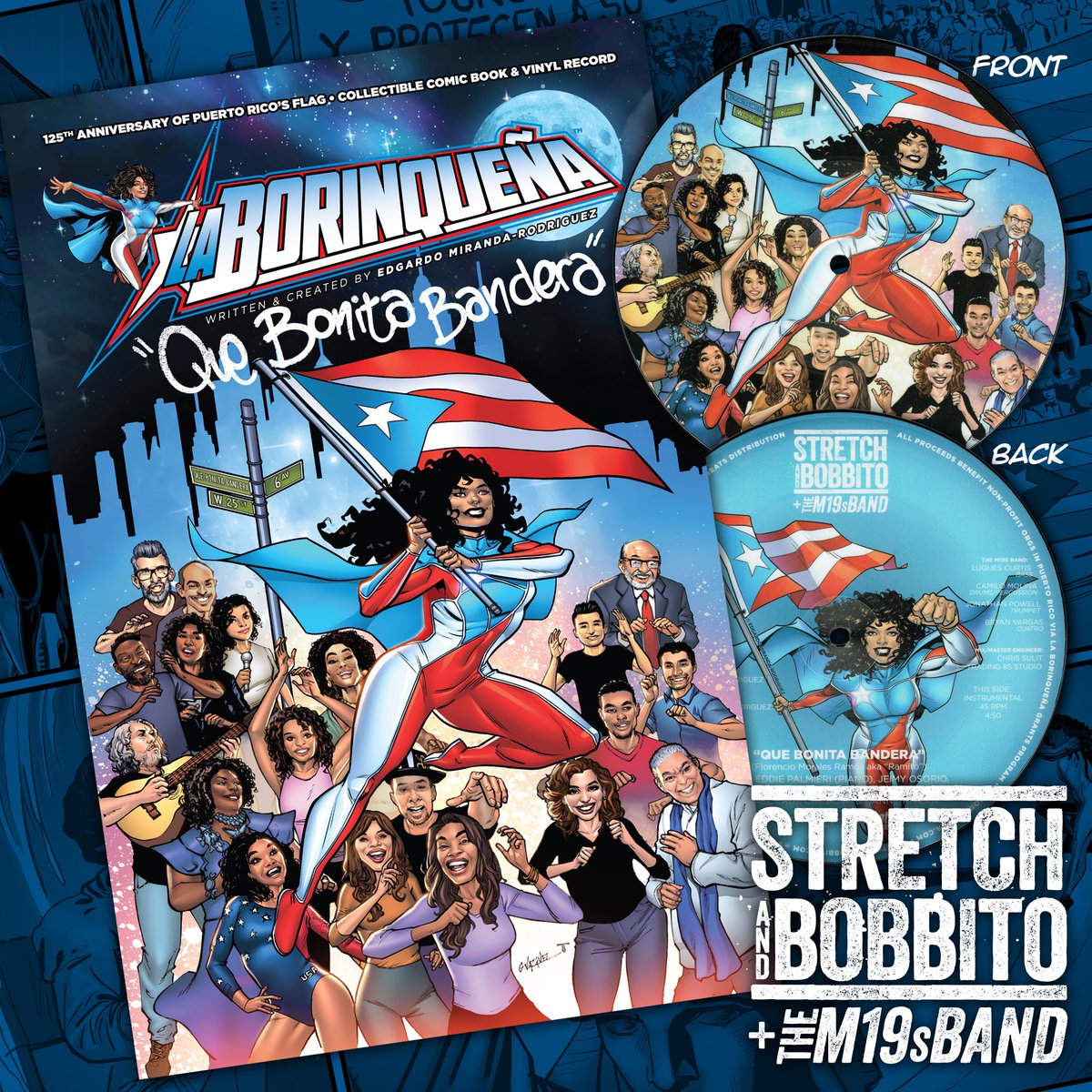 The @stretchandbobbito + <a href="/them19sband/">them19sband</a> “Que Bonita Bandera” 7” vinyl + @mredgardonyc’s @laborinquenacomics collab bundle PRE-ORDER available NOW!

fatbeats.com/collections/st…