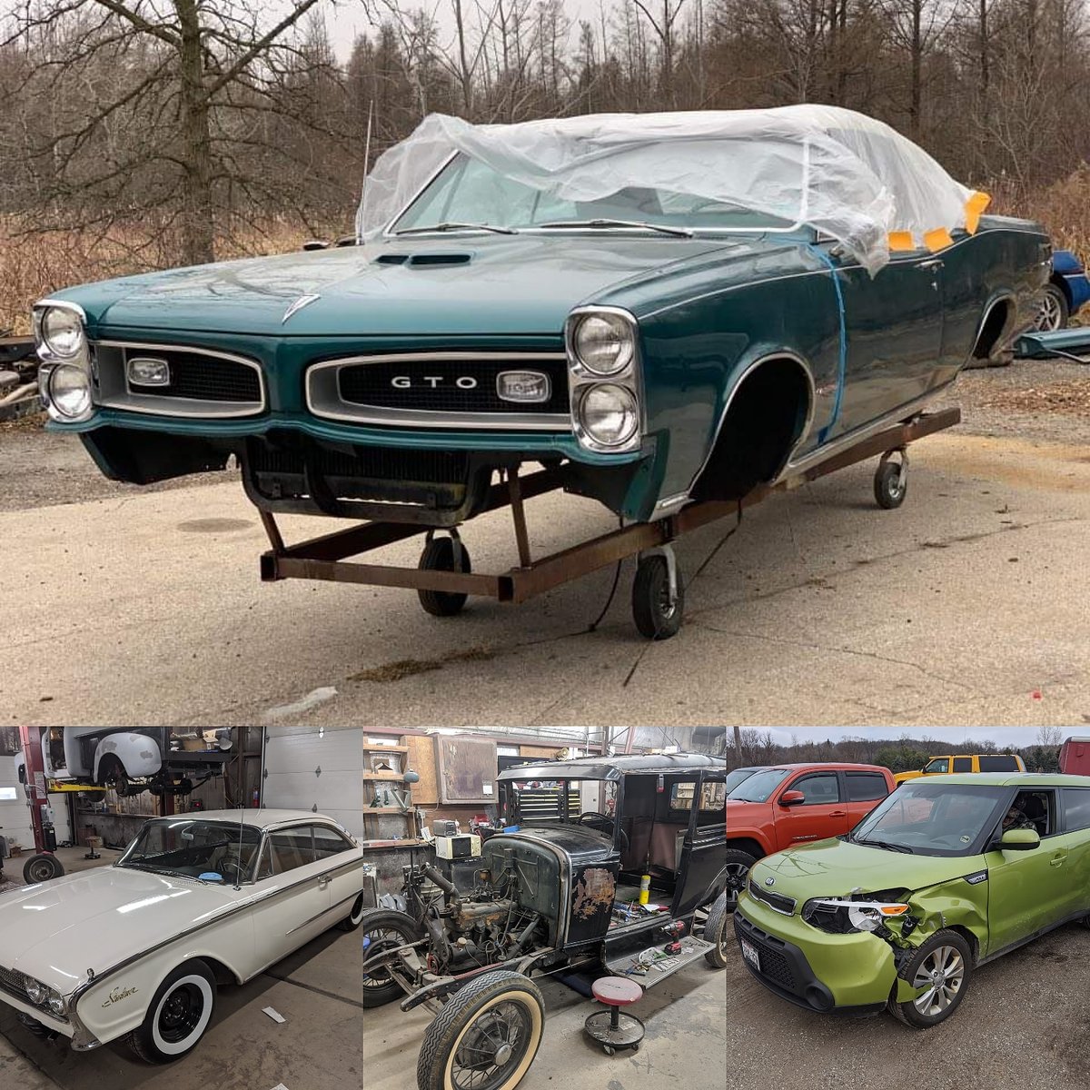 41auto's tweet photo. Been a busy week here at Obermeyer's! From a deer hit on a Kia to a frame change on a 66 Pontiac gto, to detailing a frame on a 61 Ford skyliner, to a full frame off restoration on a 1930 Ford model A. #pontiac #gto #skyliner #ford #modela #restoration #busy #custom #41auto https://t.co/eWPr0MGVyt