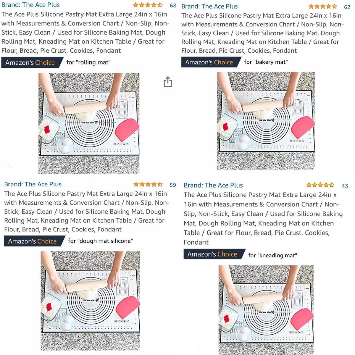 TheAcePlus1's tweet image. Amazon’s Choice ✨

✅ Rolling Mat
✅ Bakery Mat
✅ Dough Mat Silicone
✅ Kneading Mat

Selling out quick for Christmas so grab them while supplies last 🤩

#theaceplus #bakingmat  #foodiegram #foodnetwork #bakingsupplies #kneading #onlineshopping #kneadingmat #amazonchoice #food