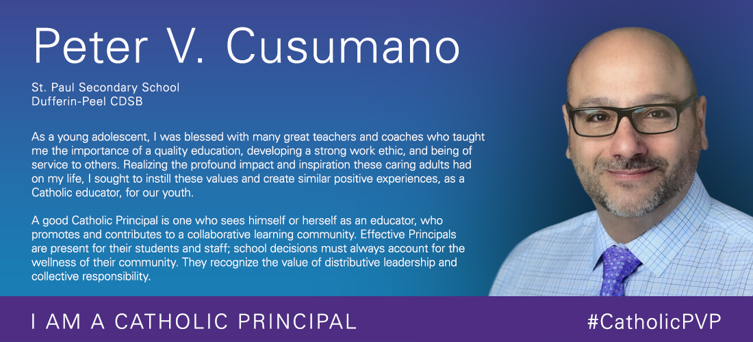 “As a Catholic school leader, I pride myself on being of service to others.” – <a href="/PietroVincent/">P. Cusumano</a>.

The 24th story of the #CatholicPVP initiative is from Principal <a href="/PietroVincent/">P. Cusumano</a> from <a href="/DPCDSBSchools/">Dufferin-Peel Catholic District School Board</a>’s <a href="/StPaulCSS1/">St. Paul C.S.S.</a>.

Read Peter’s and other #CatholicPVP stories: bit.ly/cpco-catholicp…
