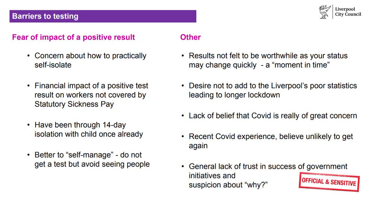 3. Barriers to testing part II. Mistrust and financial worries the key themes here, as well as a sense that covid isn't really that important