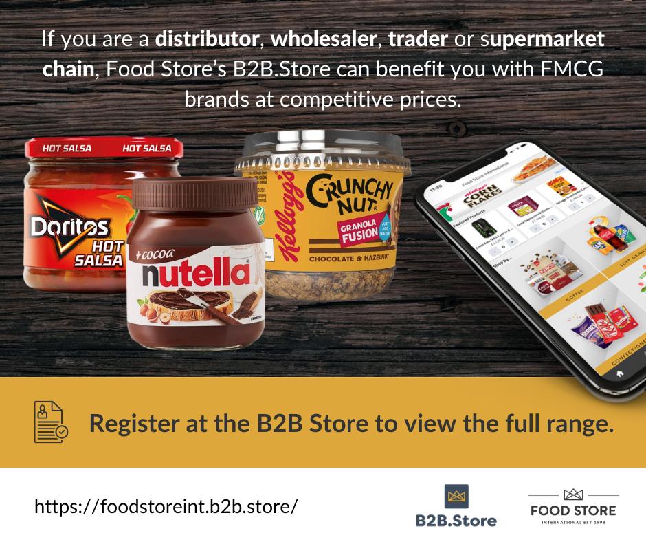 FoodStore_Int's tweet image. With our simple ordering site, if you are a distributor, wholesaler, trader or supermarket chain, Food Store’s B2B.Store can benefit you with FMCG brands at competitive prices. Register now at foodstoreint.b2b.store