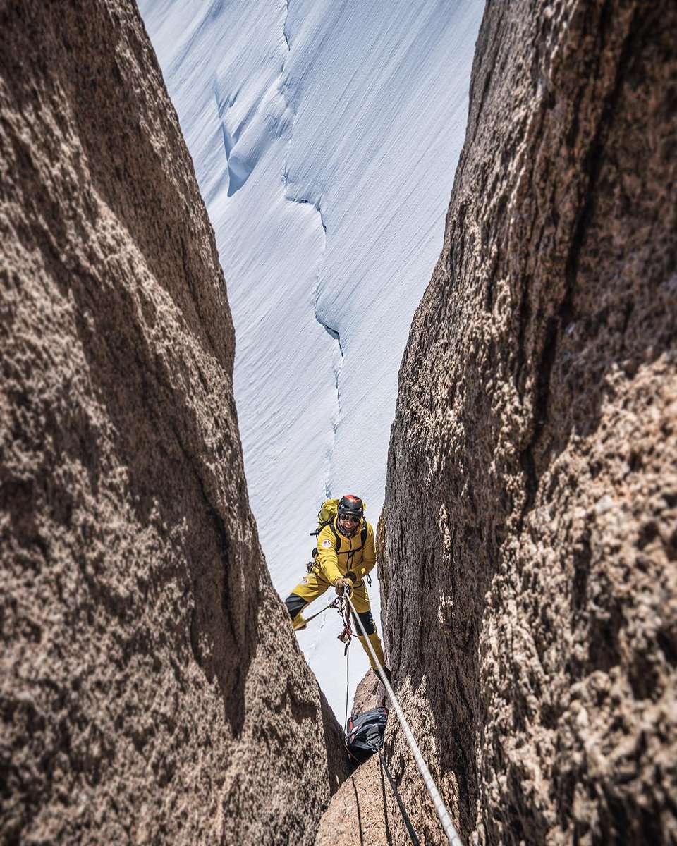 Morning commute on the staggering formation of Ulvetanna w <a href="/conrad_anker/">Conrad  Anker</a>  <a href="/thenorthface/">The North Face</a>