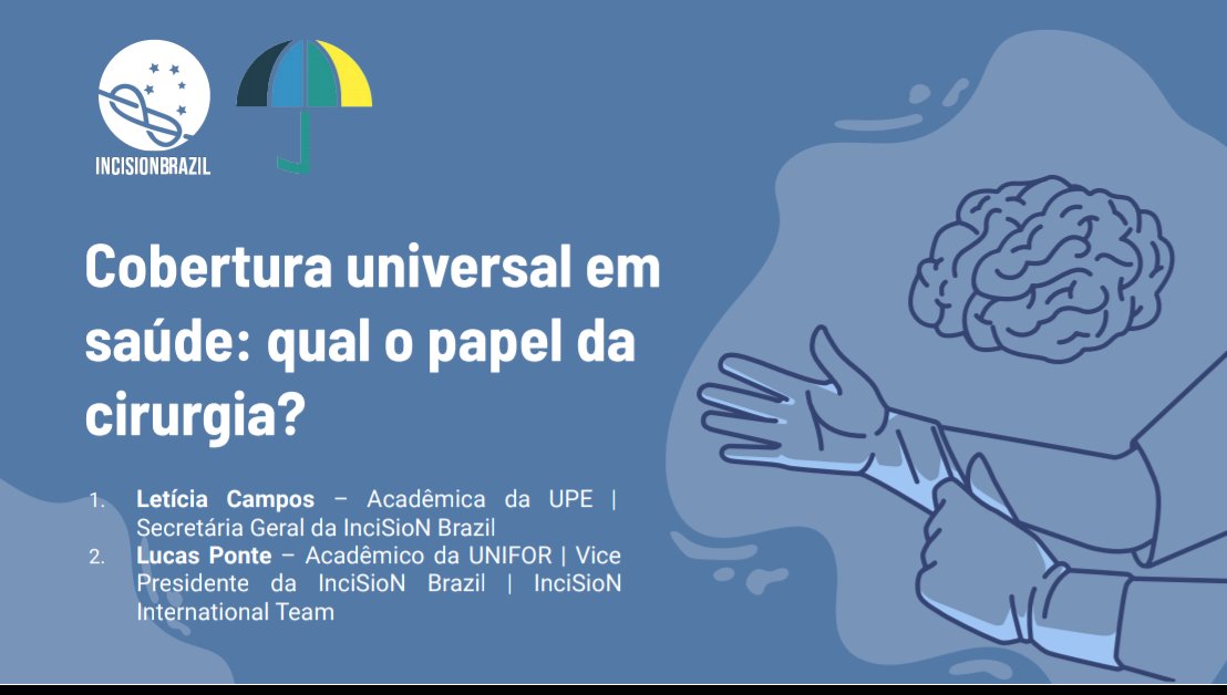 Leti_Campos_'s tweet photo. Compartilhando um pouquinho do que rolou ontem no webinar da @InciSioNBr sobre "Cobertura Universal em Saúde: qual o papel da #cirurgia?" Participação INCRÍVEL dos nossos membros, e o início da campanha pelo #UHCDay
#HealthForAll
#ProtectEveryone
#UHC4Surgery #FutureoftheOR https://t.co/BJnmqiwpoH
